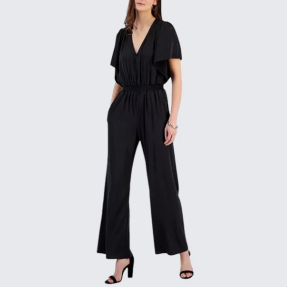 NWT 💕I.N.C. International Concepts Women's V-Neck Flutter-Sleeve Jumpsuit - Picture 1 of 5